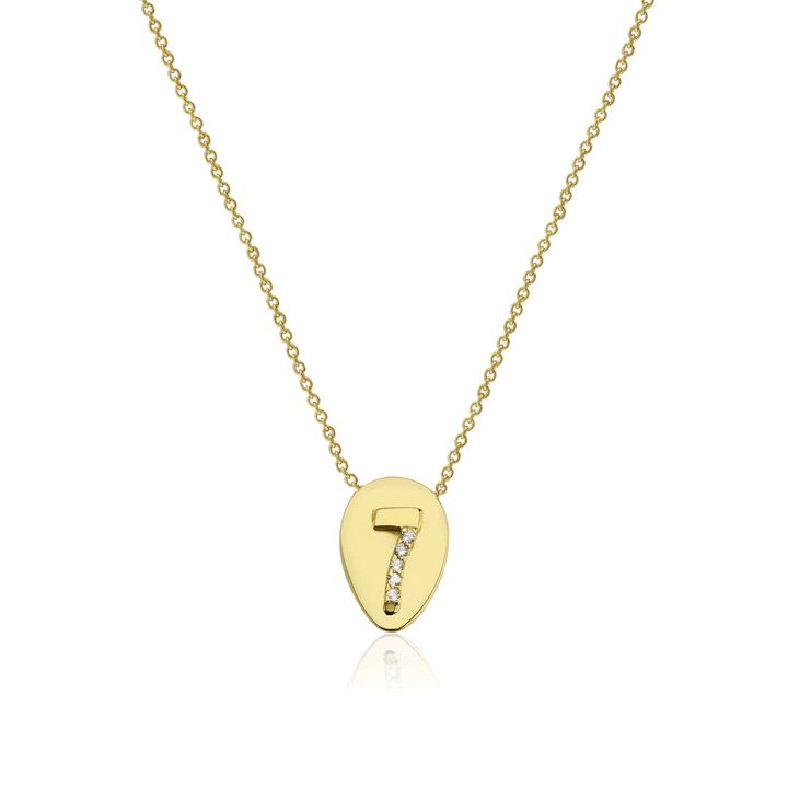 Numerology 7 18K Gold Necklace w. Sapphires