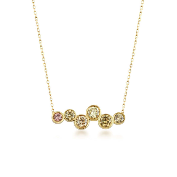 Sonia Wave 18K Gold Necklace w. Fancy color Diamonds
