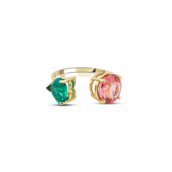 Artisia Duo 18K Guld Ring m. Smaragd & Turmalin