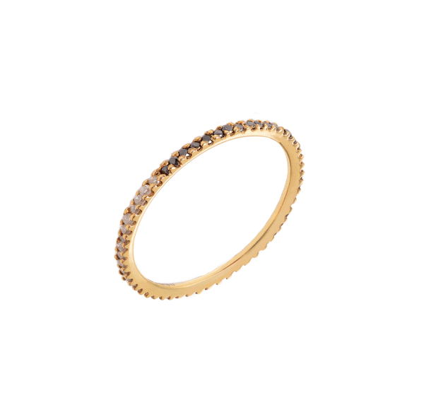 Claire Eternity Ring aus 18K Gelbgold I Schwarze & Weiße Diamanten I L I Schwarz & Weiß