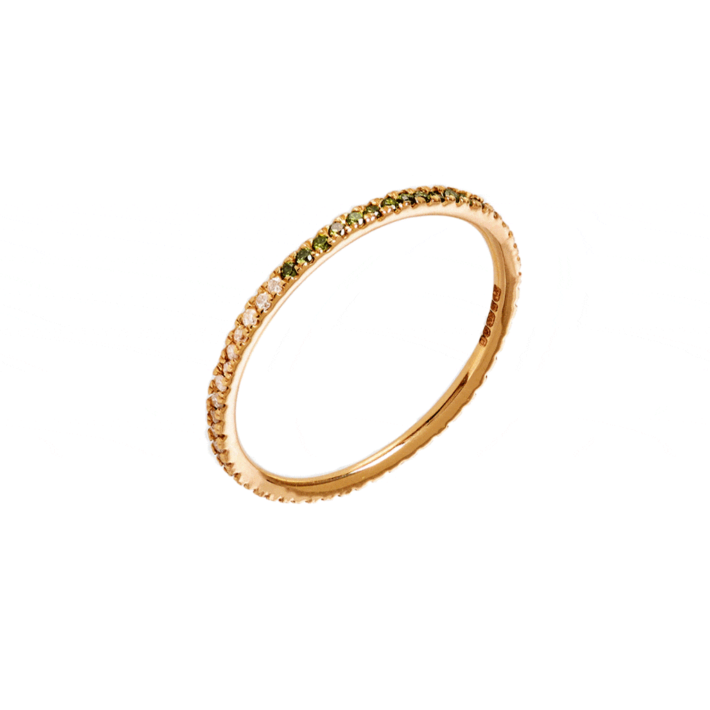 Claire Eternity 14K & 18K Gold Ring w. Grüne und weiße Diamanten