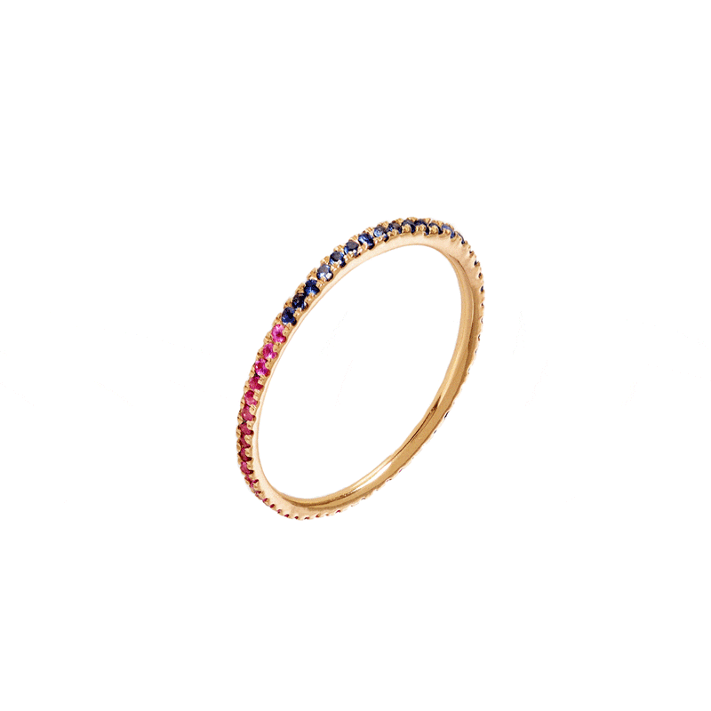 Claire Eternity - PB 18K Gold Ring w. Pink & Blue Sapphires