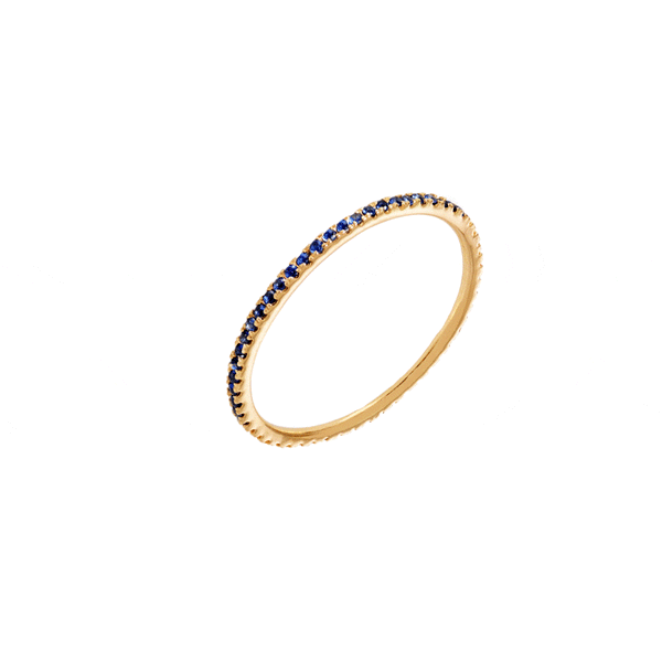 Claire Eternity 18K Gold Ring w. Yellow & Blue Sapphires