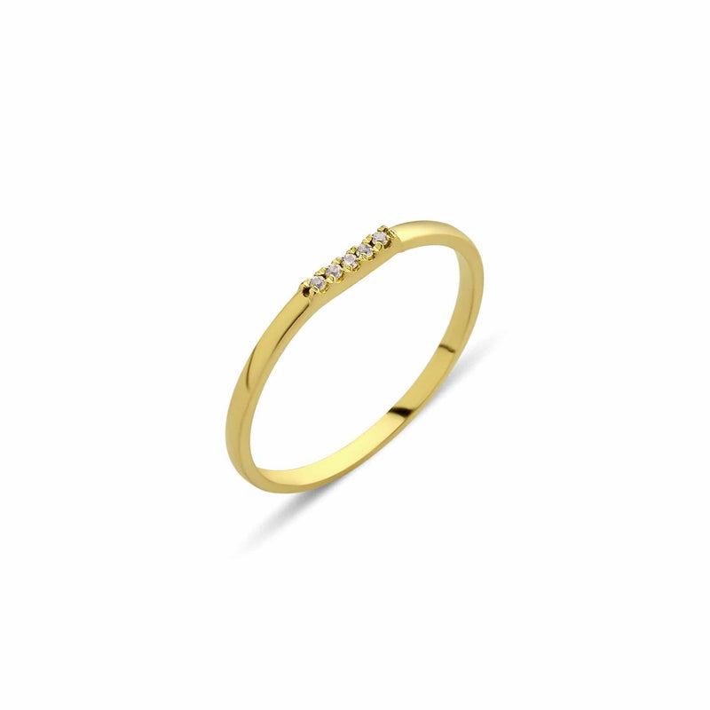 Eline Row 18K Gold Ring w. White Sapphires