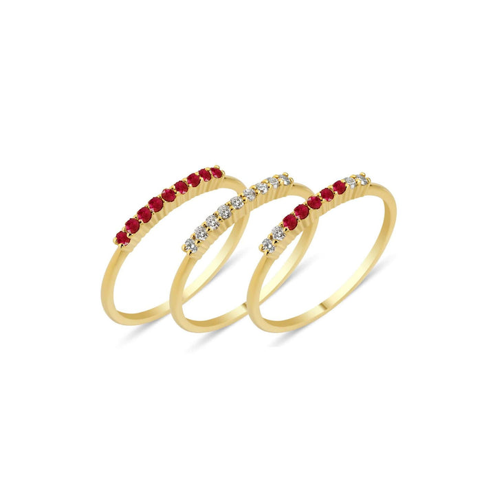 Lara Bar 18K Gold Ring w. Diamonds & Rubies