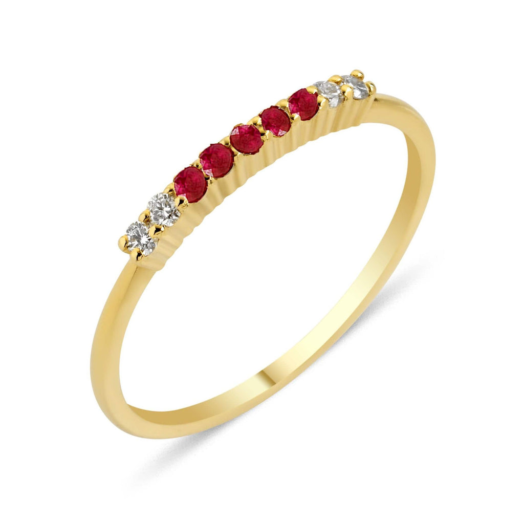 Lara Bar 18K Gold Ring w. Diamonds & Rubies