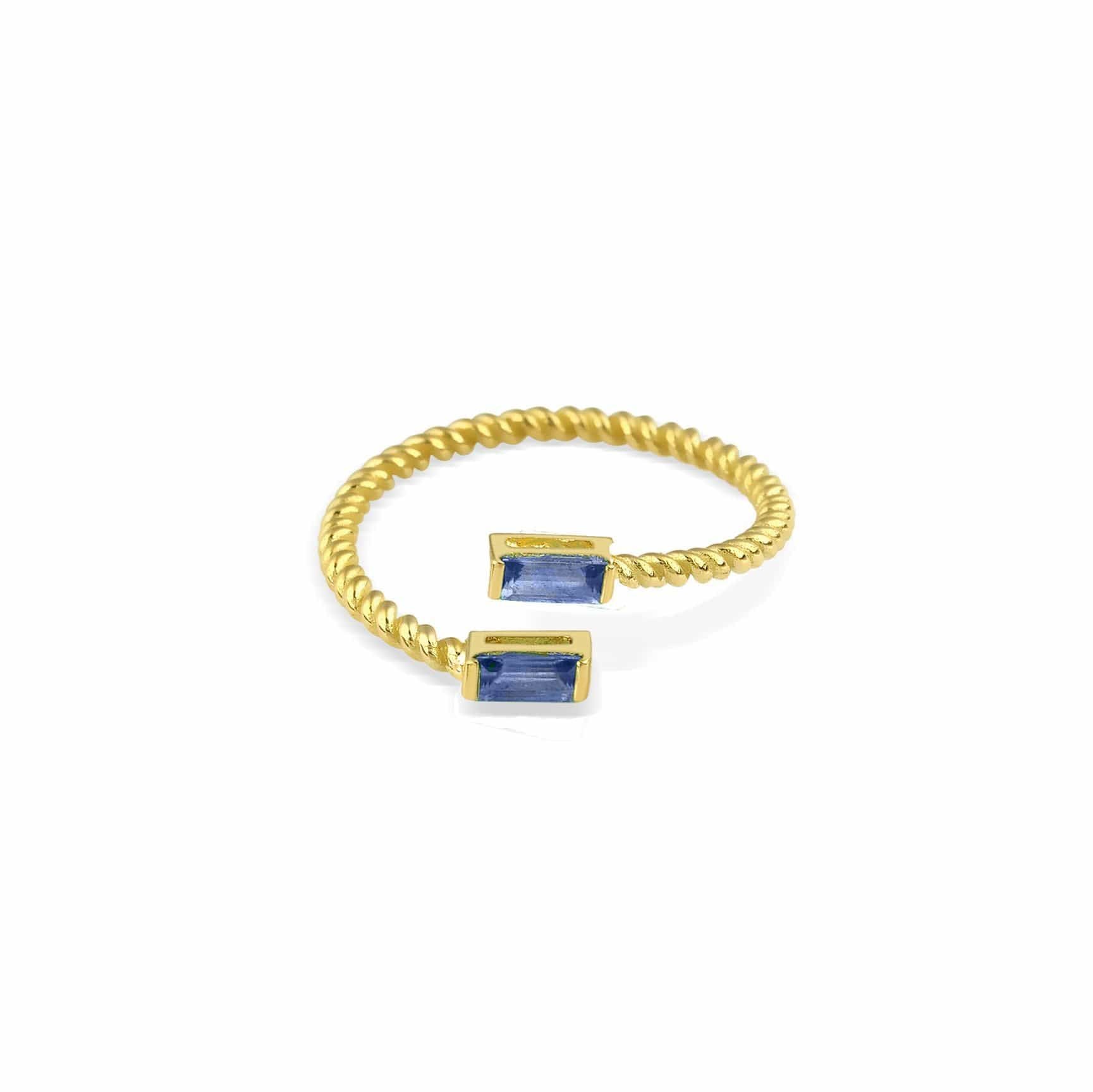 Lara Double Twist 18K Gold Ring w. Sapphires