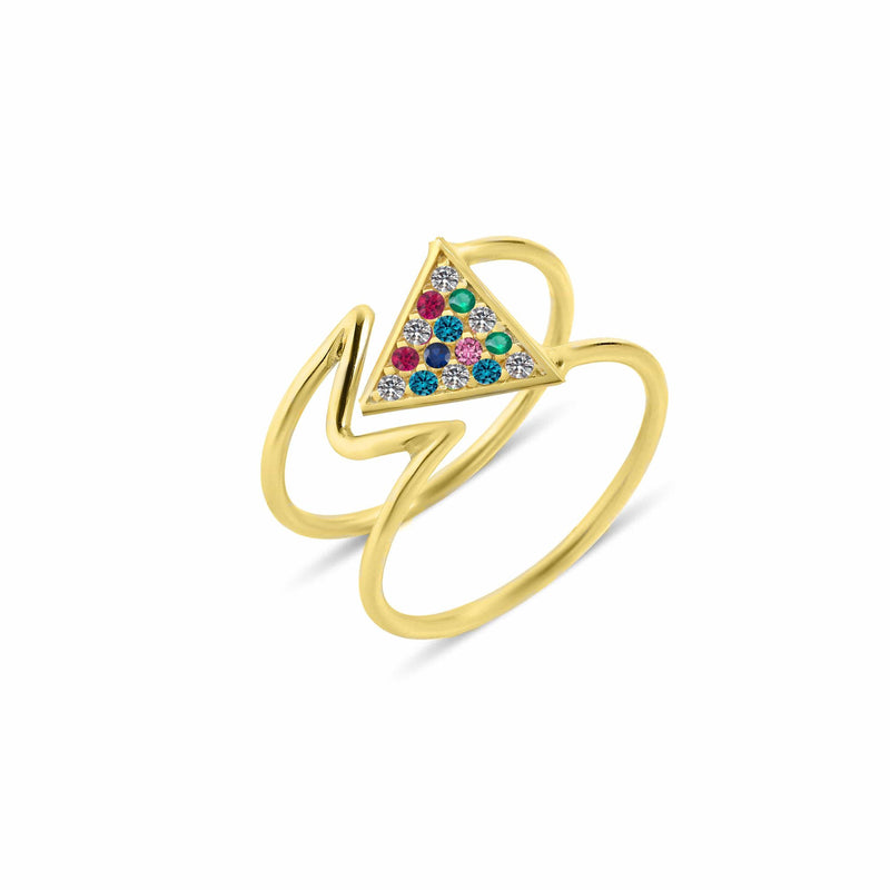 Mara Rainbow 18K Gold Ring w. Diamonds, Emeralds, Rubies & Sapphires