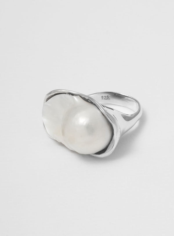 Giant pearl Sølv Ring m. Perle