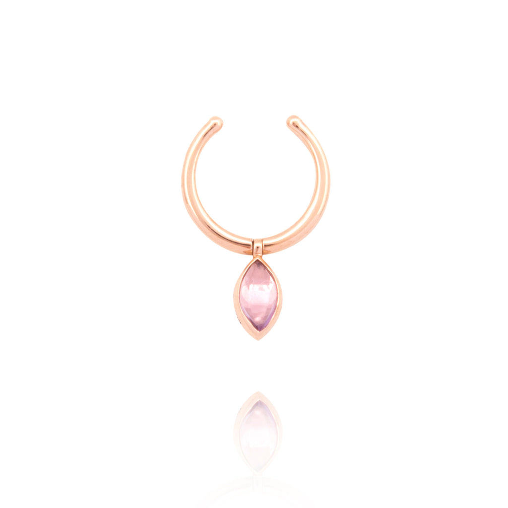 Grand Swinging 18K Rosegold Ear Cuff w. Topaz & Amethyst