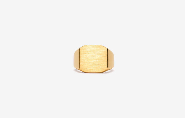 IX Octagon Signet 22K Gold Plated Ring