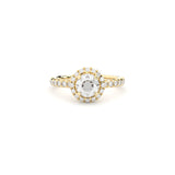 Tiny Clash Halo Forlovelses 18K Guld Ring m. Lab-Grown Diamanter