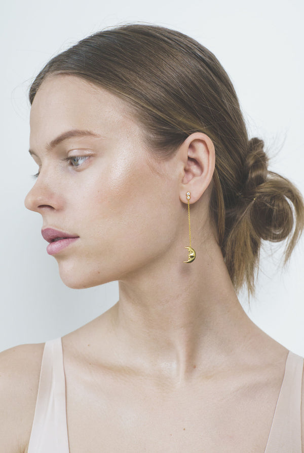 Hanging Moon Gold Plated Earring
