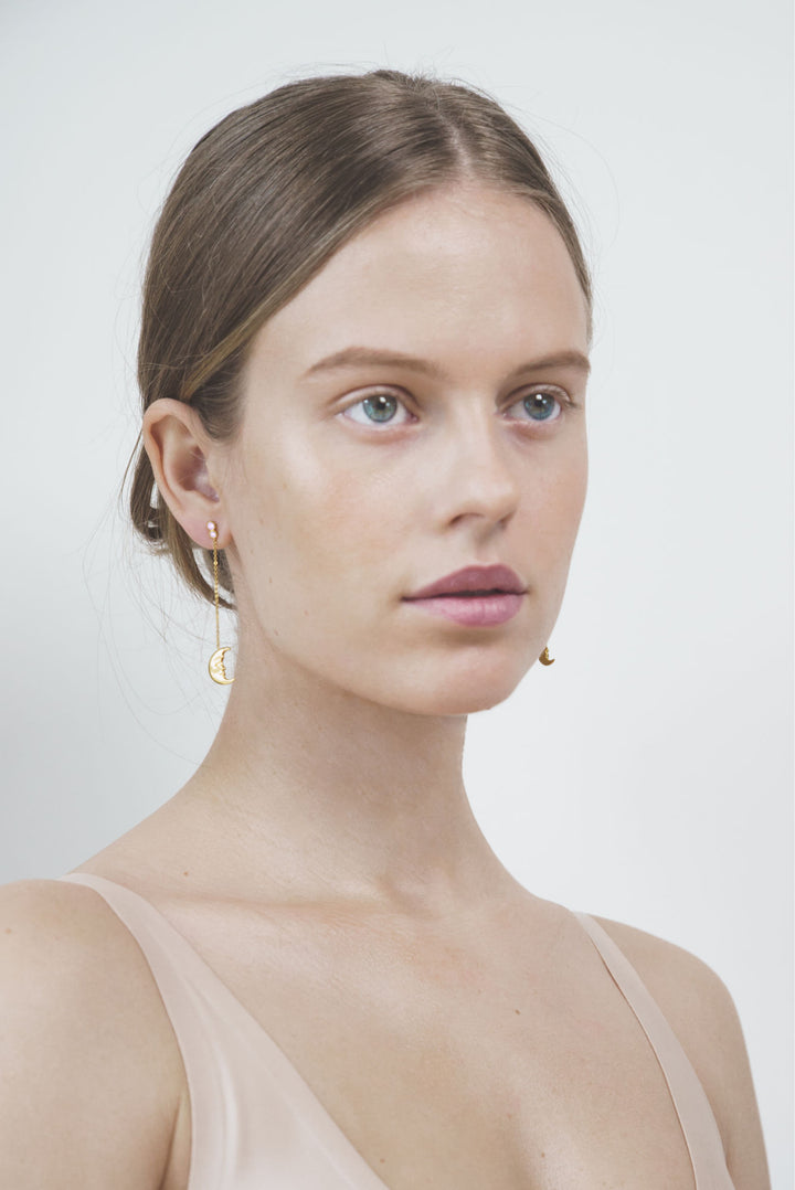 Hanging Moon Gold Plated Earrings