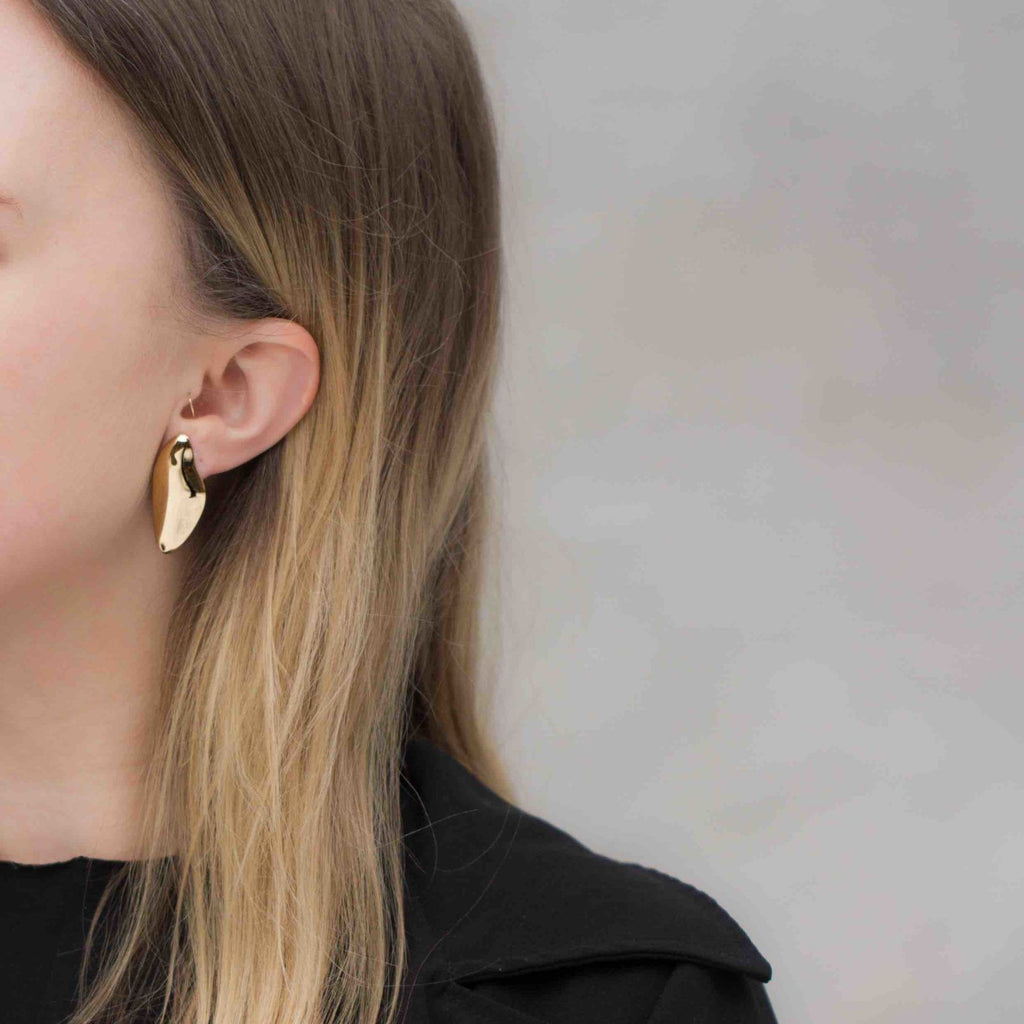 Rock Fragment Gold Plated Earrings