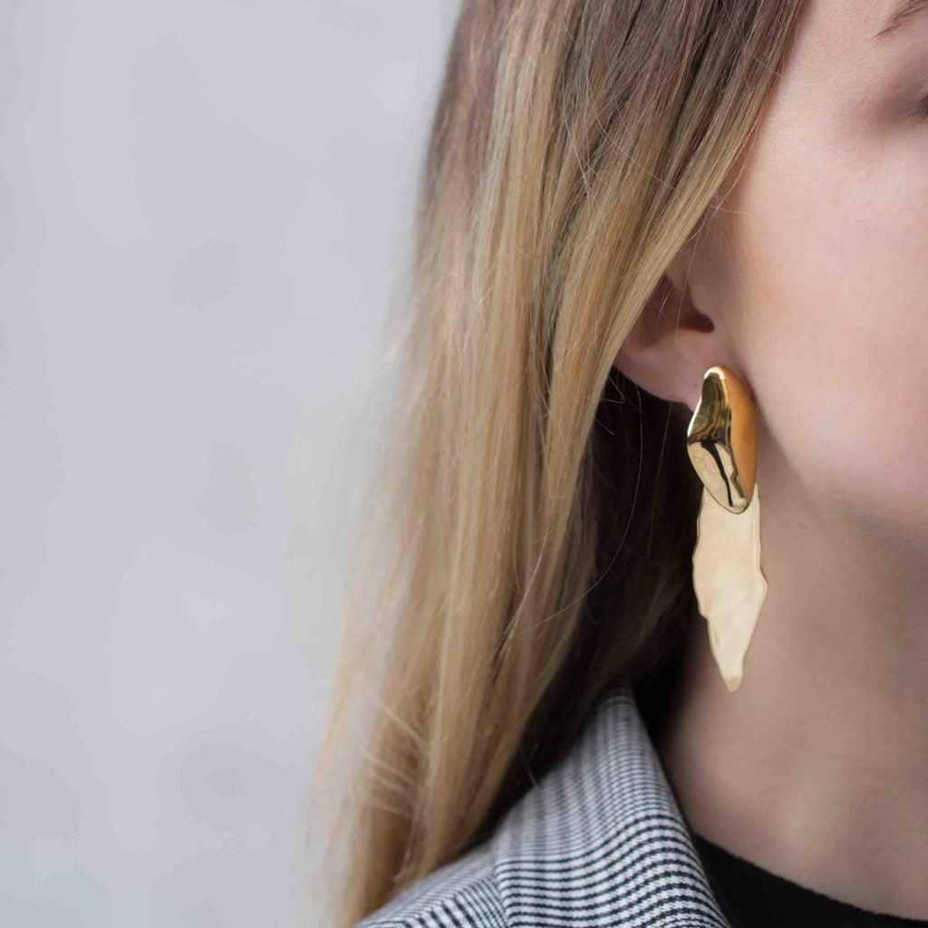 Formed By A Glacier Gold Plated Earrings