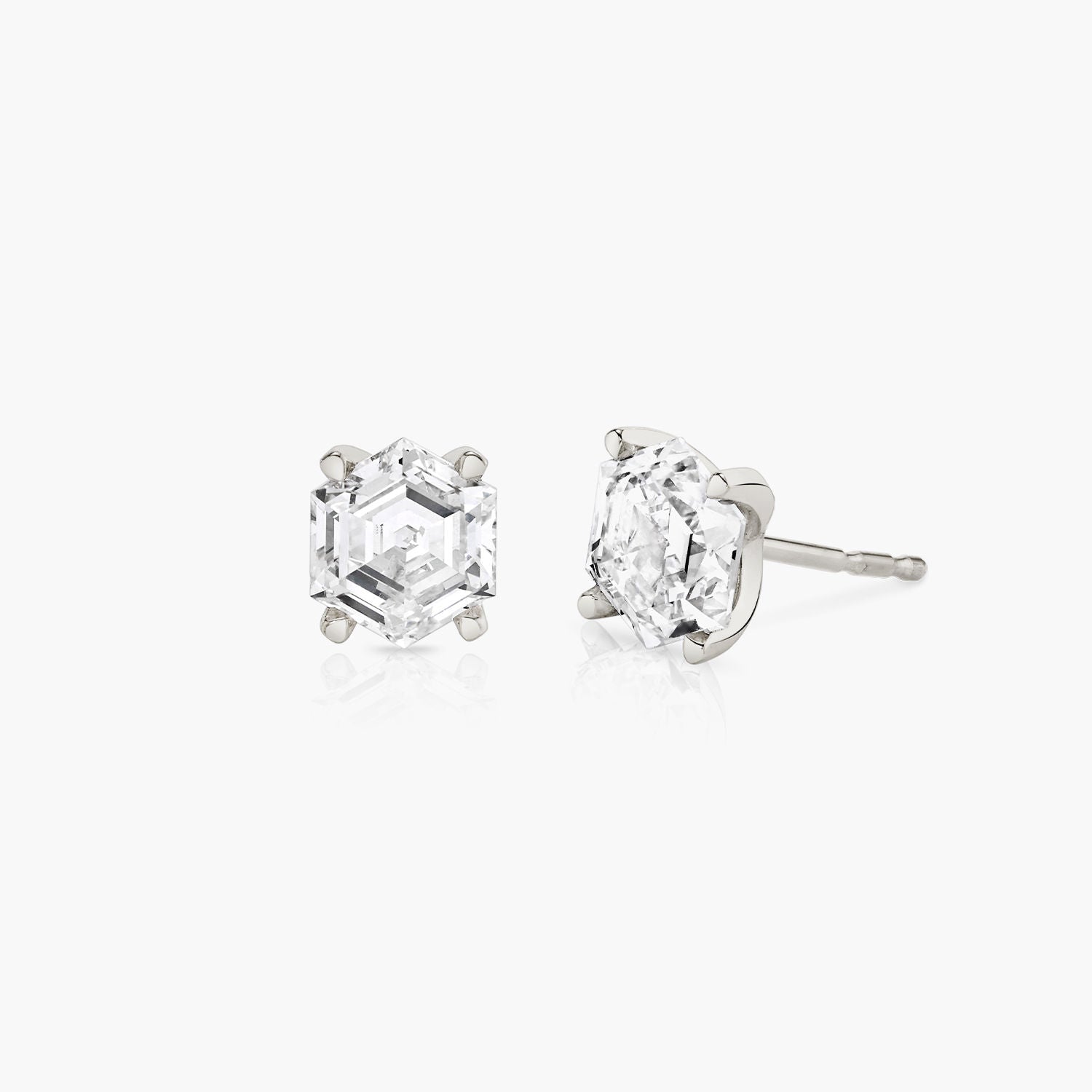 Iconic Hexagon 14K Whitegold Studs w. Lab-Grown Diamonds, 0.75 ct.