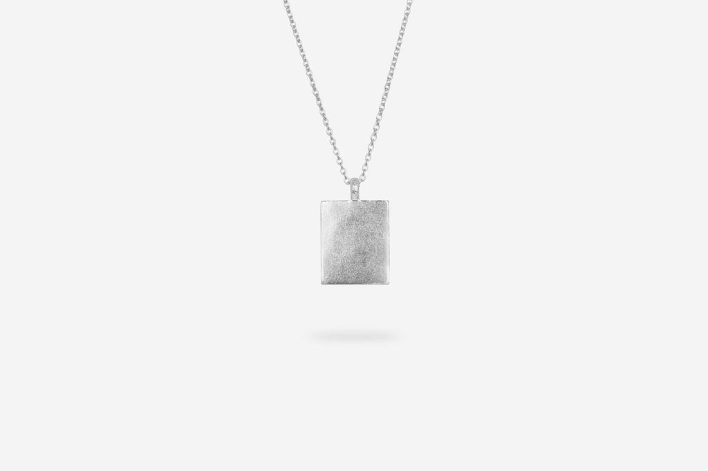 IX Rustic Square Silver Pendant