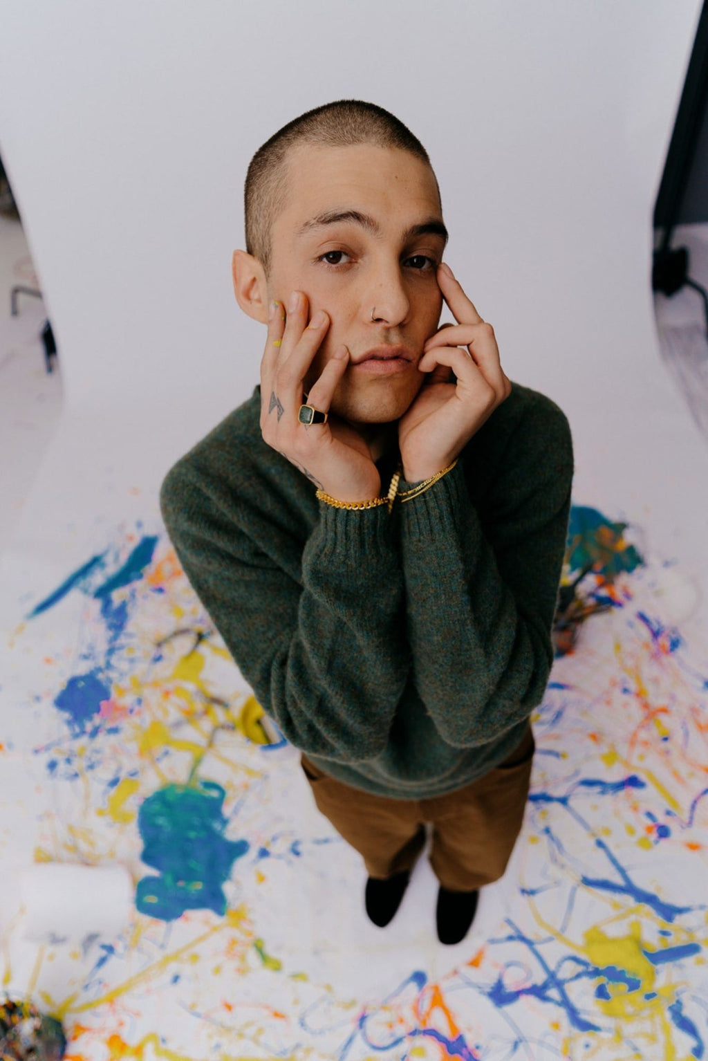 IX Cushion Marble Gold Plated Signet Ring