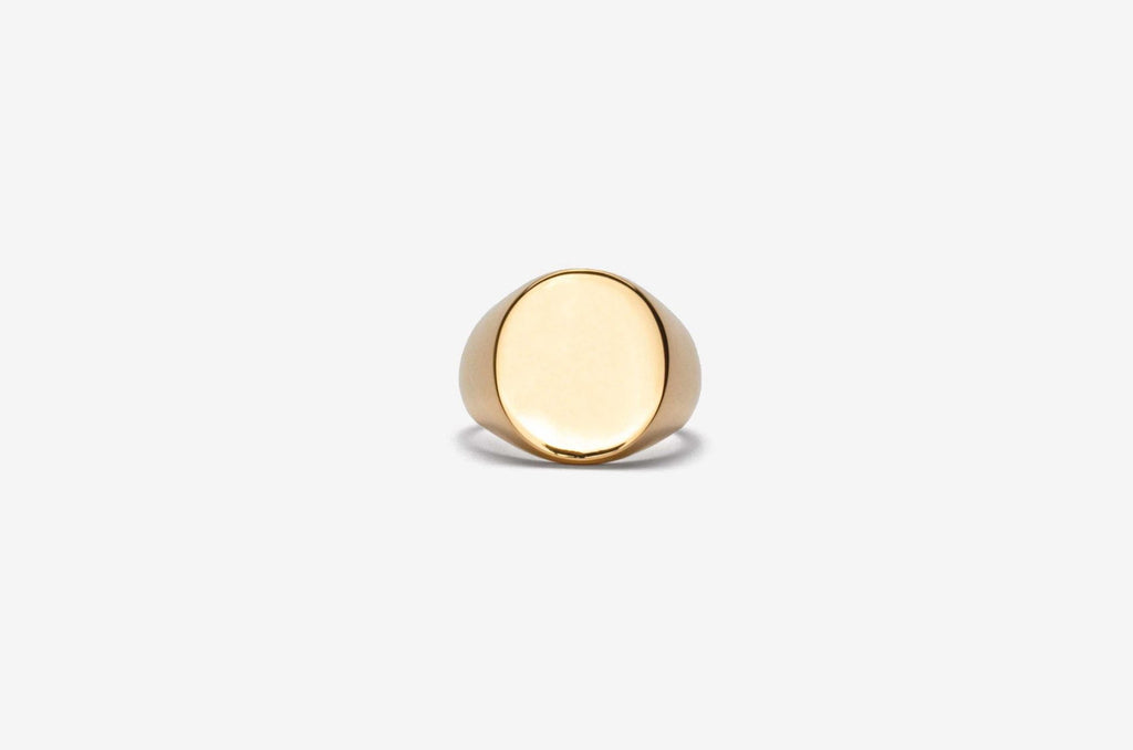IX Oval Signet Gold Plated Ring