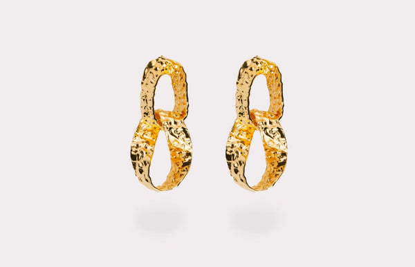 IX Crunchy Double Hoops Gold Plated Hoops