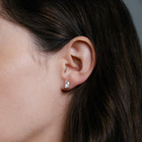 Iconic Half Moon 14K Gold Studs w. Lab-Grown Diamonds, 0.75 ct.