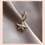 Shiny Starfish 18K Gold Plated Hoop w. White Pearls