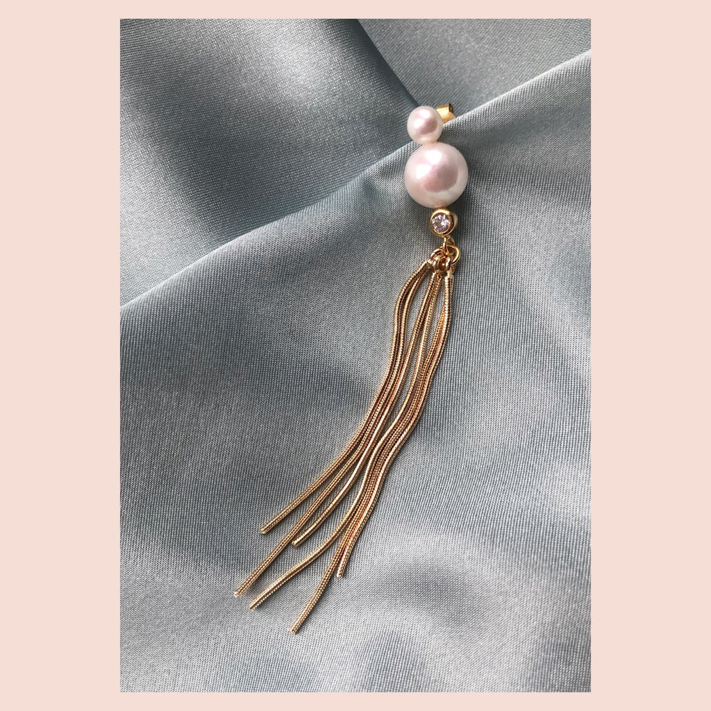 Deep Sea Ohrstecker I Goldplattiert 18K I Weiße Perlen