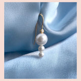 Moonrise Hook 18K Gold Plated Earring w. White Pearls