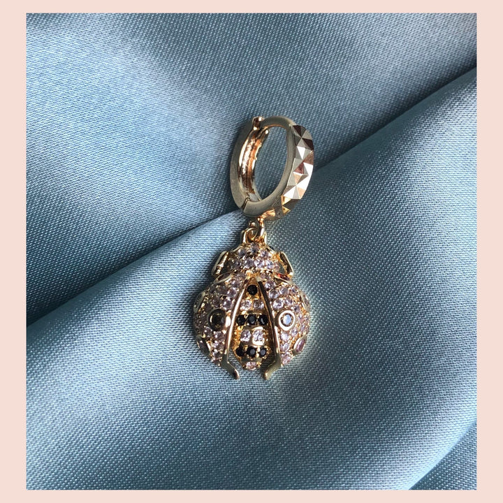 Ladybird 18K Gold Plated Hoop w. Colored Zirconia