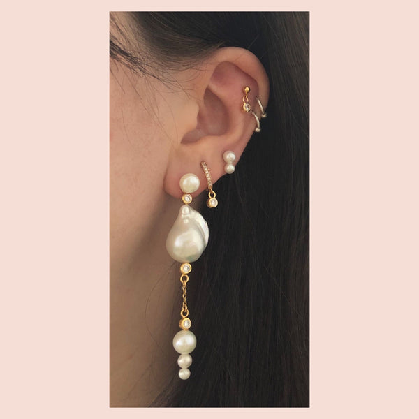Queen Conch 18K Gold Plated Stud w. White Pearls