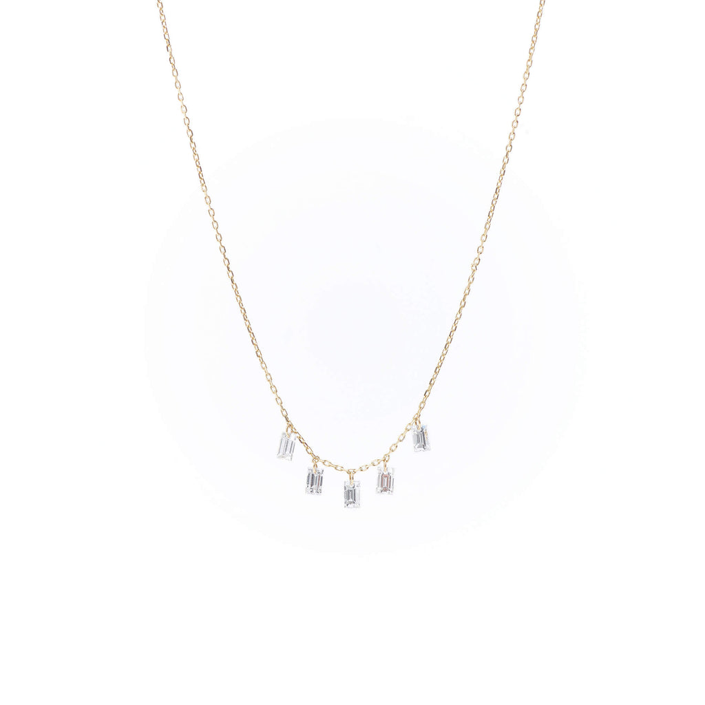 Danaé Baguette Cut 18K Gold Necklace w. Diamonds