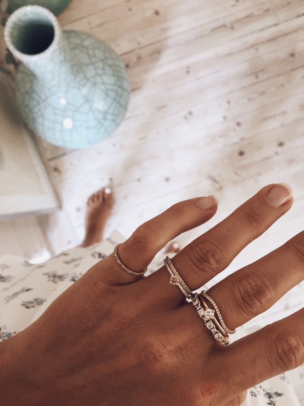 Jade Wave 18K Gold, Whitegold or Rosegold Ring w. Diamonds