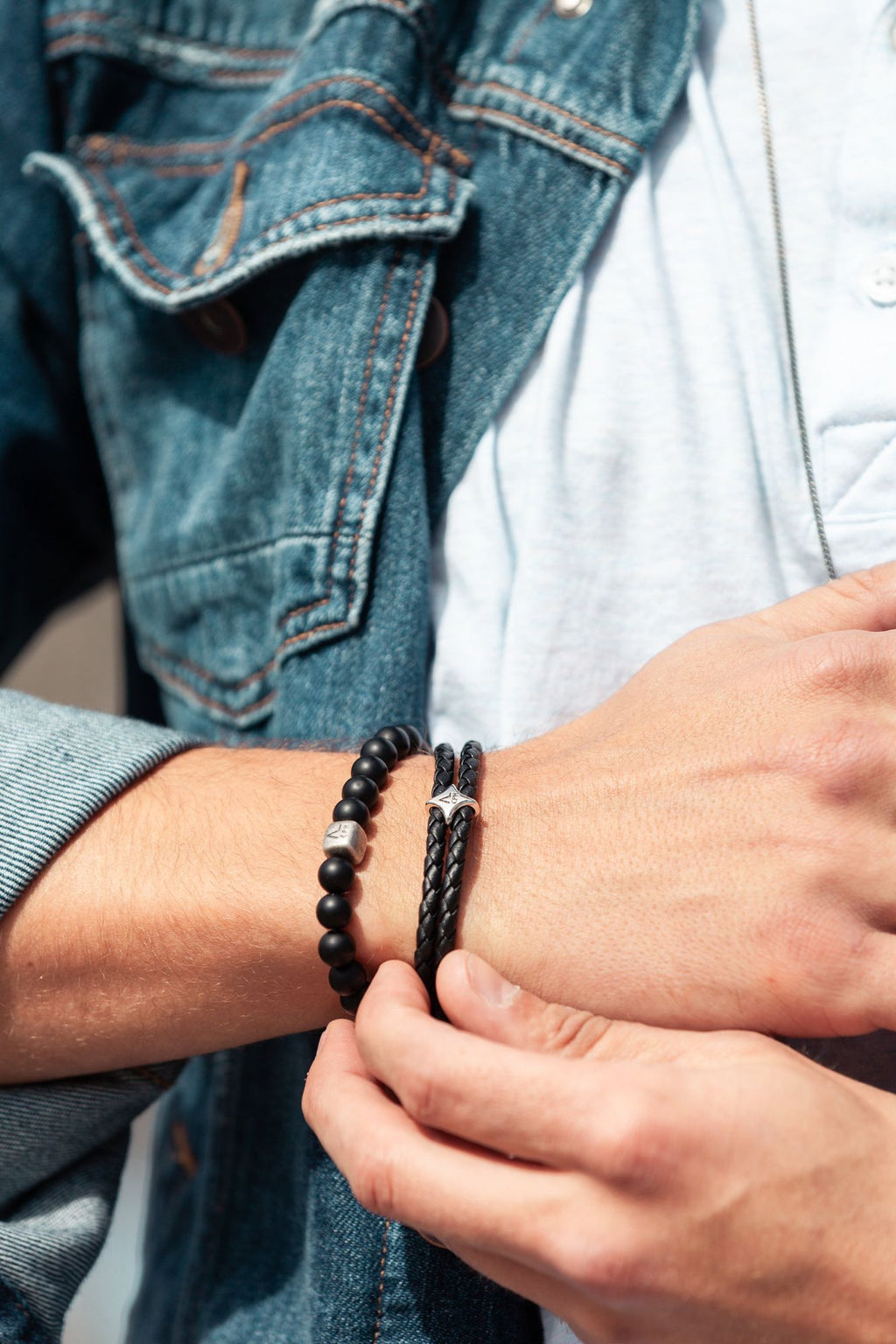 Black Bolo Rhodinated Silver Bracelet