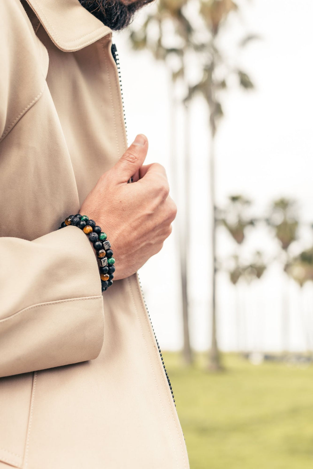 ColorUp Los Angeles (6mm) sølv Armbånd m. Onyx & Tigerøje