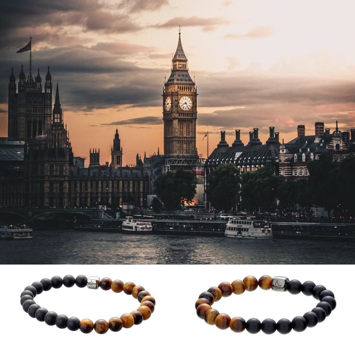 ColorUp London (8mm) Silver Bracelet w. & Tiger's Eye