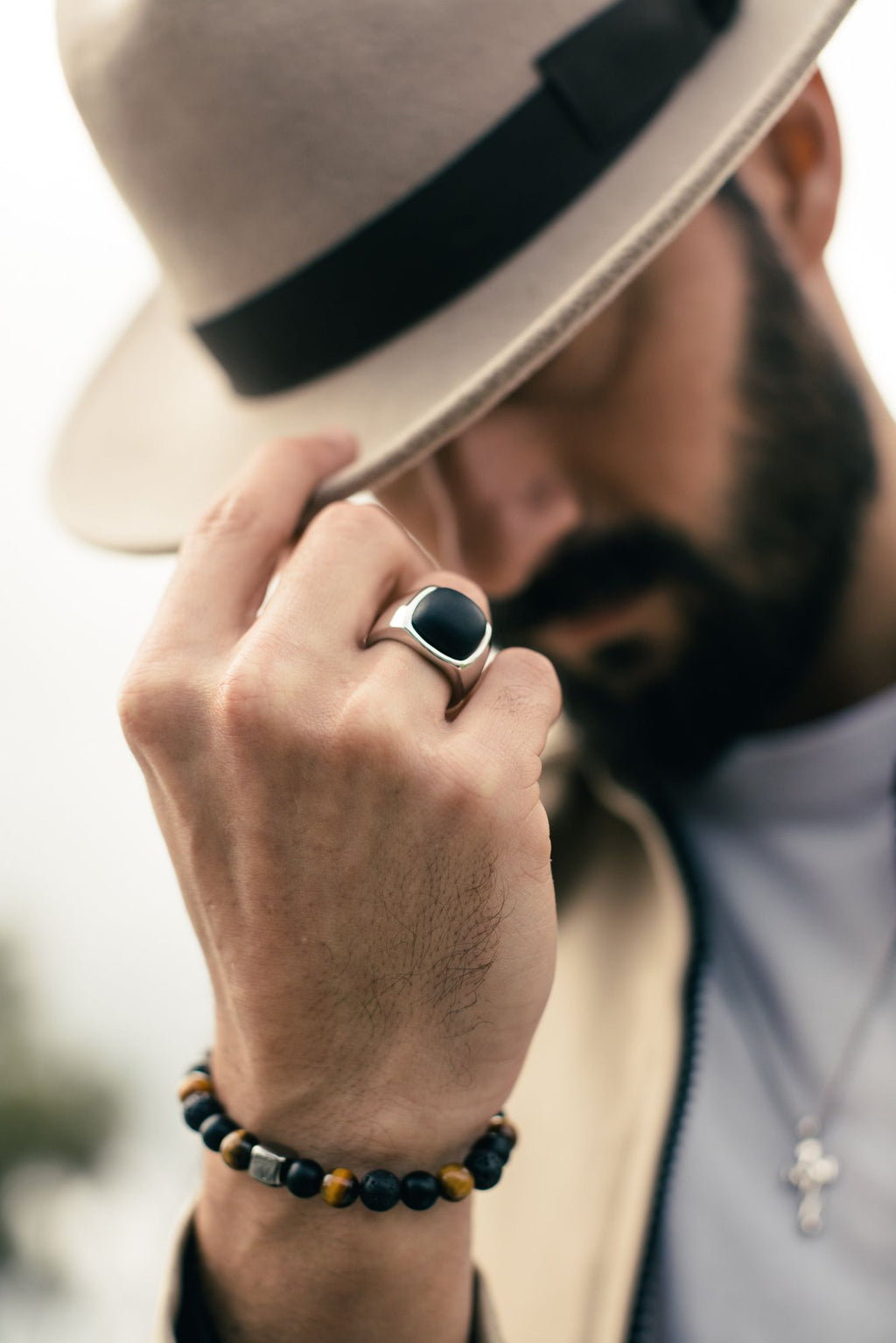 ColorUp Los Angeles (8mm) sølv Armbånd m. Onyx & Tigerøje