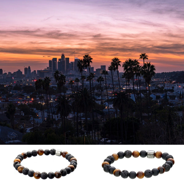 Color Up Los Angeles (8mm) Armband aus Silber I Onyx & Tigerauge 