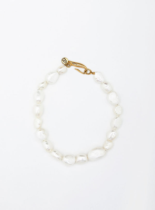 Irregular pearls 14K Gold Plated Bracelet w. Pearl
