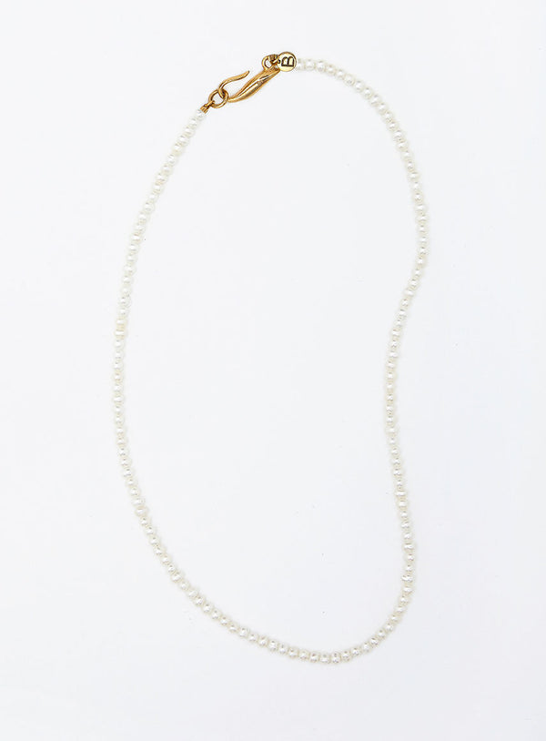 Thin pearl 14K Gold Plated Necklace w. Pearl