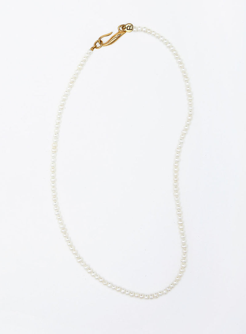 Thin pearl 14K Gold Plated Necklace w. Pearl