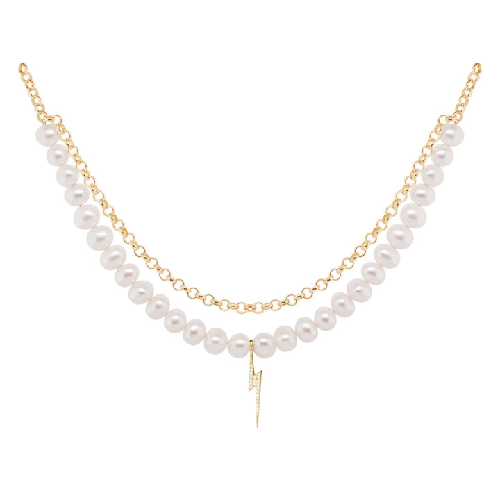 Bolt Halskette I Vergoldet I Perle & Zirkon