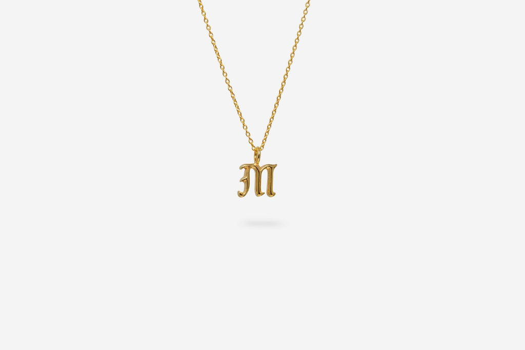 IX M Letter 22K Gold Plated Pendant