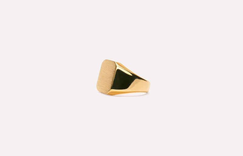 IX Octagon Signet 22K Gold Plated  Ring