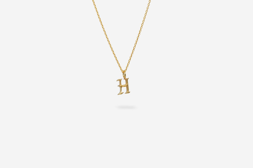 IX H Letter 22K Gold Plated Pendant