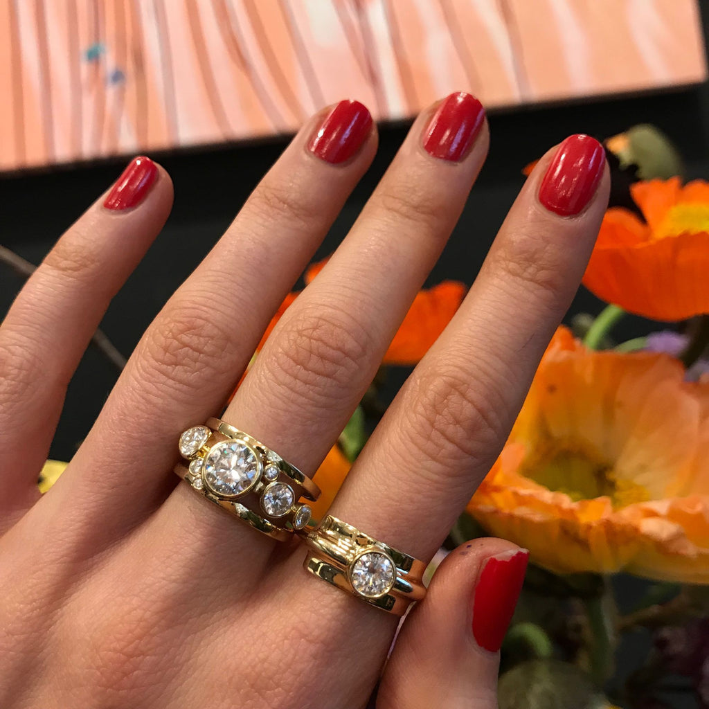 High Five 18K Gold Ring w. Diamonds