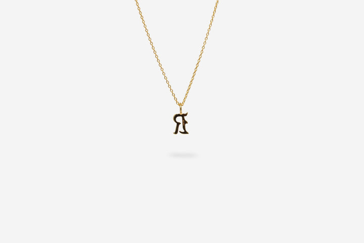 IX R Letter 22K Gold Plated Pendant