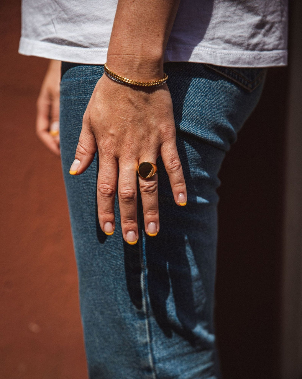 IX Oval Signet Gold Plated Ring