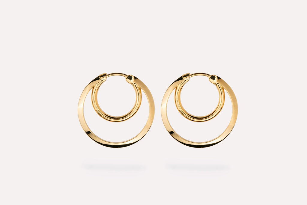 IX Double Hoops Gold Plated Hoops