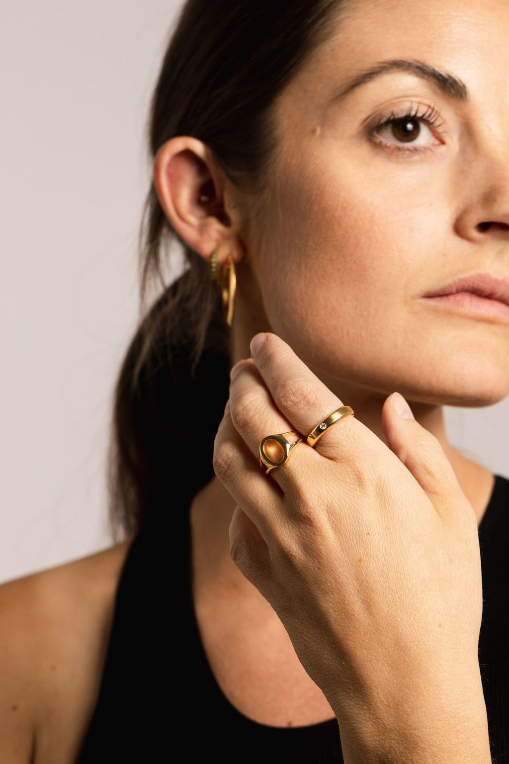 IX Evig 22K Gold Plated Ring w. Zirconia